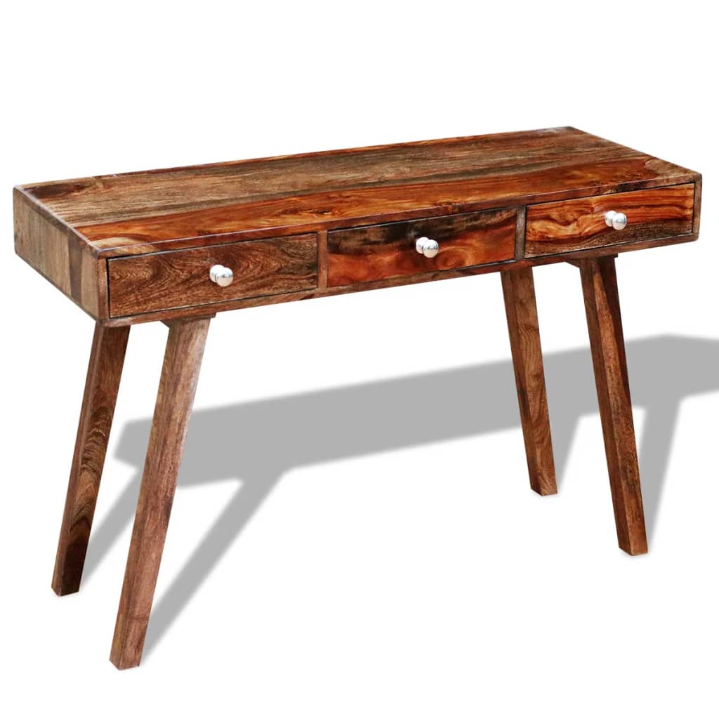 vidaXL Konsolinis staliukas su 3 stalčiais, 76 cm, masyvi akac. med.