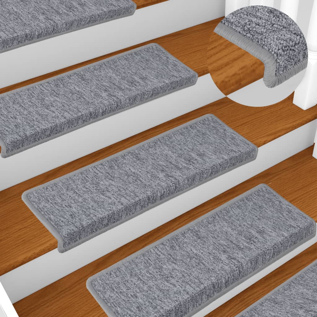 vidaXL Laiptų kilimėliai, 15vnt., baltos ir pilkos spalvos, 65x21x4cm