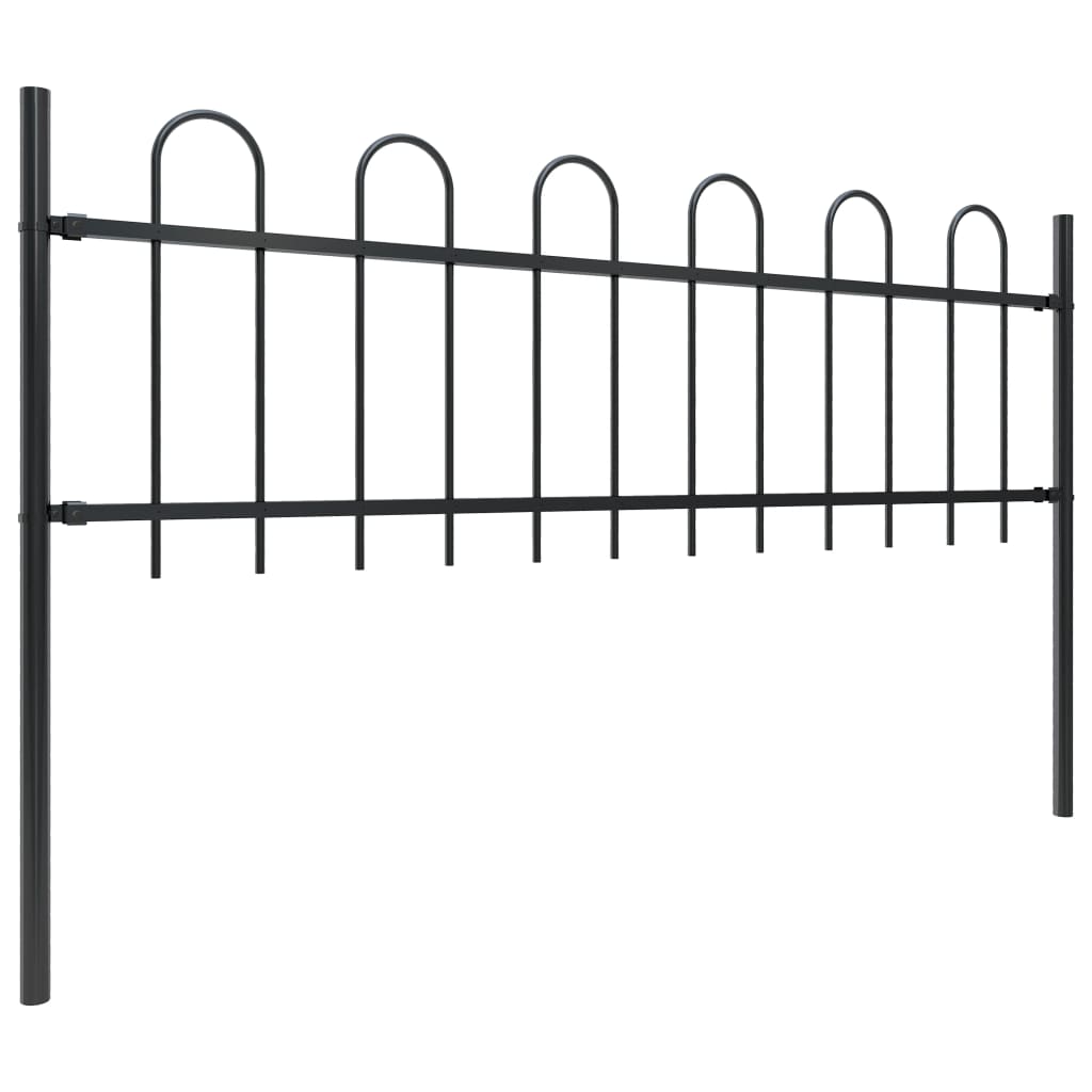 vidaXL Sodo tvora su apvaliais viršugaliais, juoda, 6,8x0,6 m, plienas
