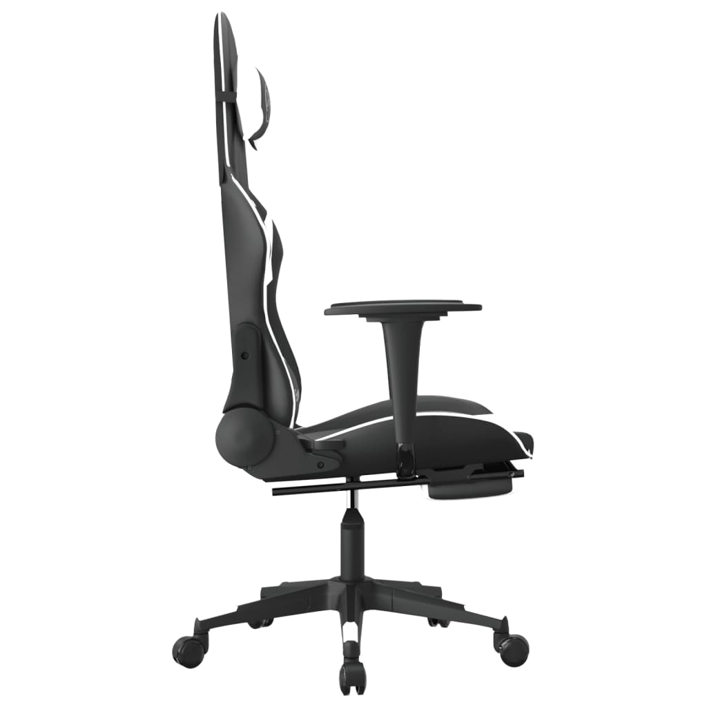 vidaXL Masažinė žaidimų kėdė su pakoja, juoda ir balta, dirbtinė oda