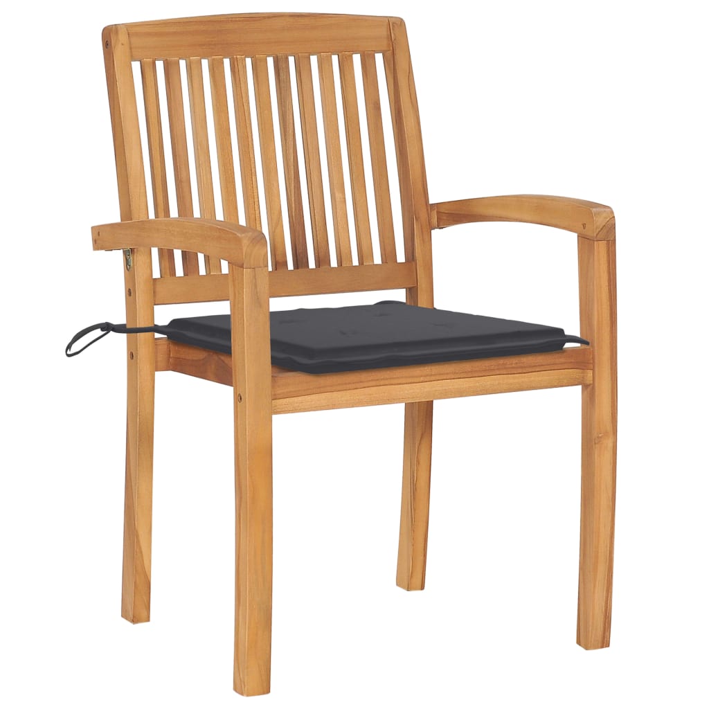 vidaXL Sodo kėdės su pagalvėlėmis, 2vnt., antracito, tikmedžio masyvas