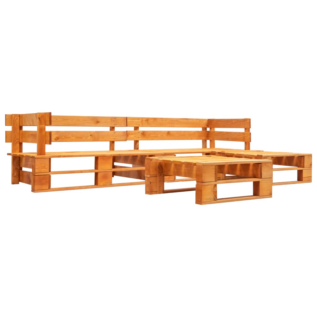 vidaXL Sodo komplektas iš palečių, 4 dalių, medaus ruda, mediena