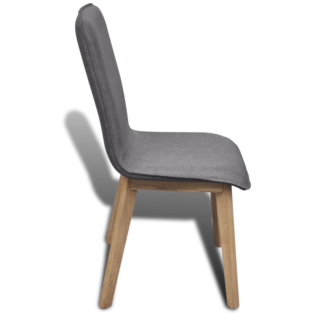 vidaXL Valgomojo kėdės, 6 vnt., š. pilkas audinys ir ąžuolo med. mas.