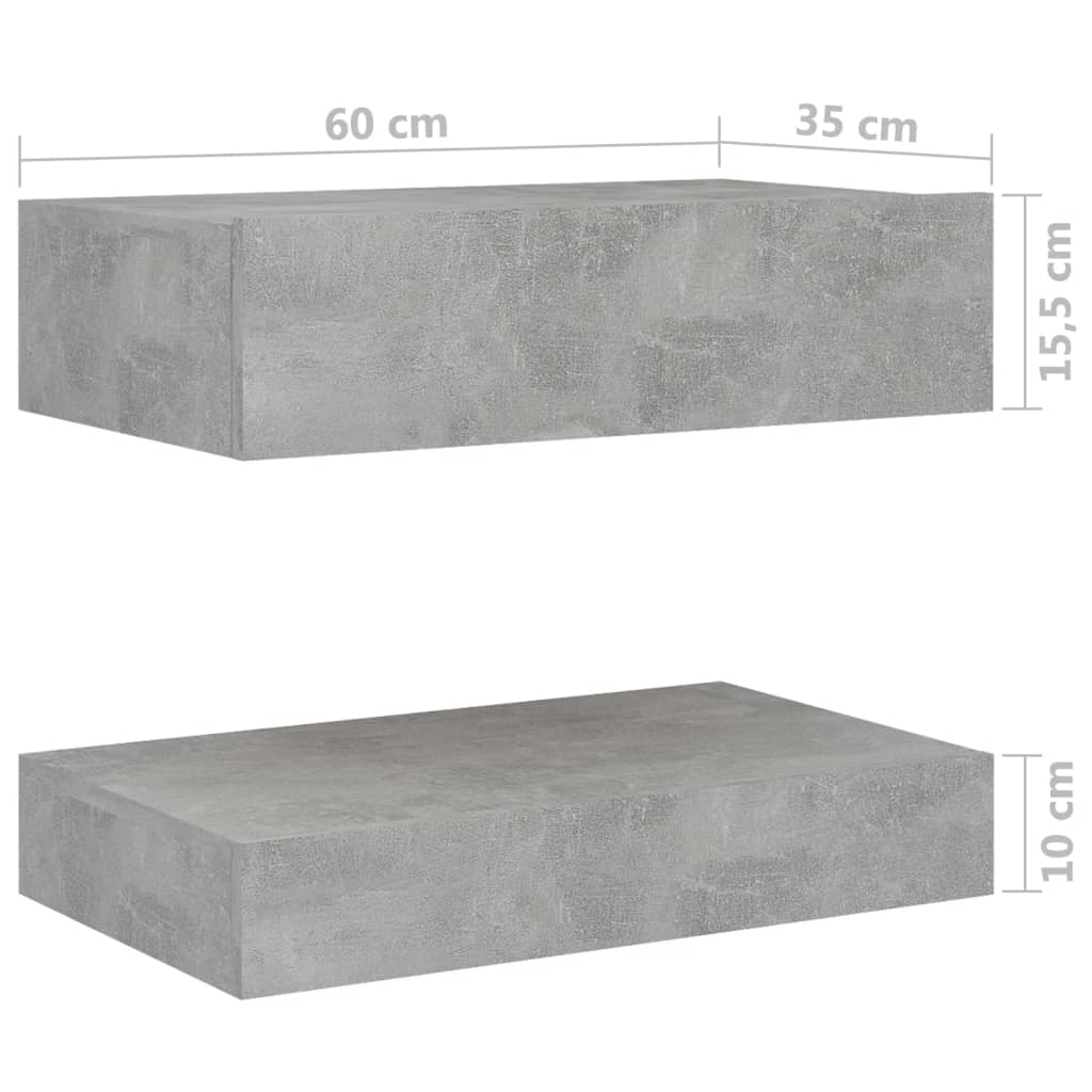 vidaXL Naktinė spintelė, betono pilkos spalvos, 60x35cm, fanera