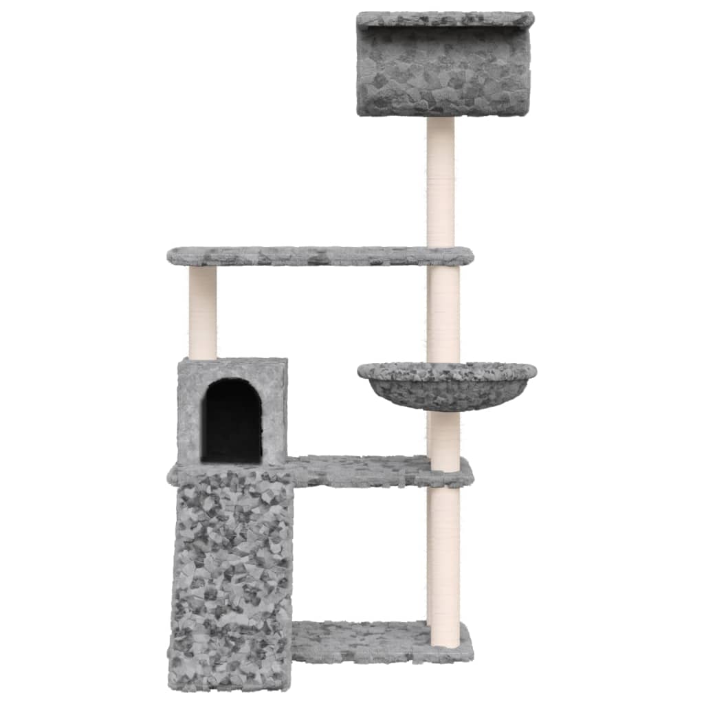 vidaXL Draskyklė katėms su stovais iš sizalio, šviesiai pilka, 131cm