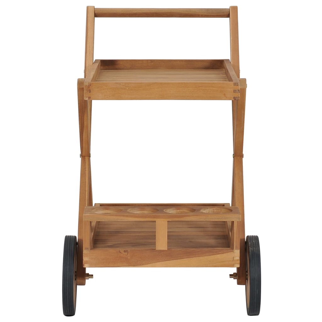 vidaXL Serviravimo vežimėlis, tikmedžio medienos masyvas