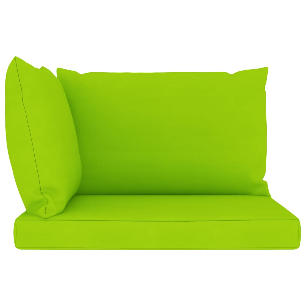 vidaXL Dvivietė sodo sofa iš palečių su žaliomis pagalvėlėmis, pušis