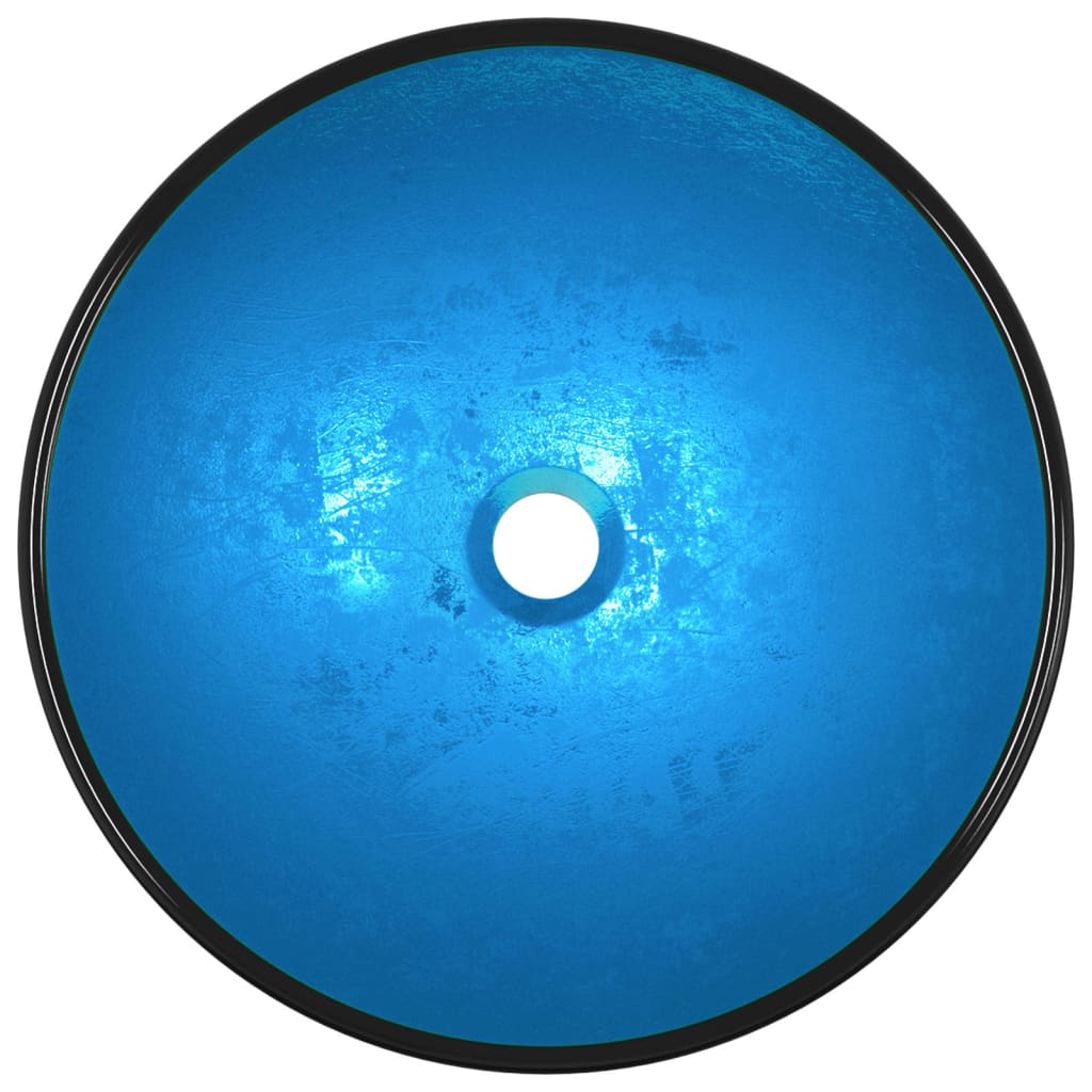 vidaXL Praustuvas, mėlynos spalvos, 42x14cm, grūdintas stiklas