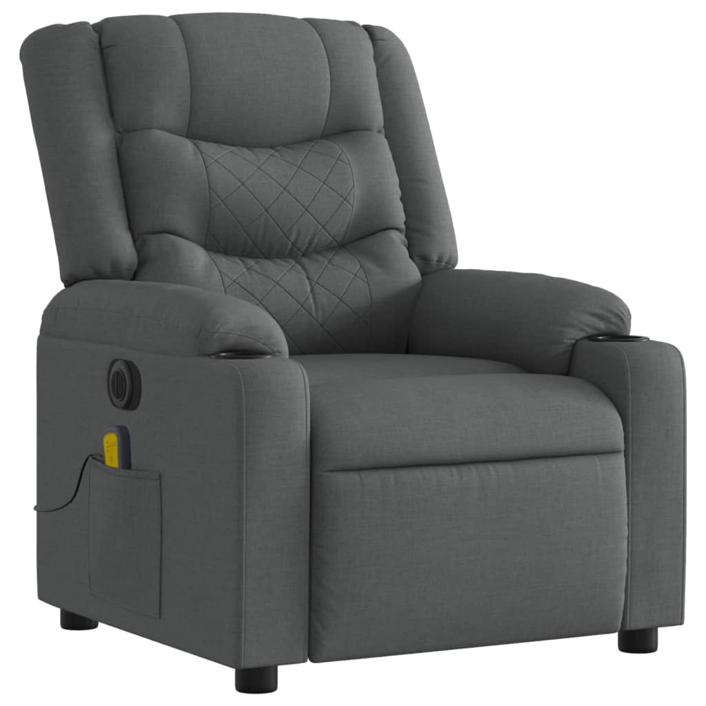 vidaXL Elektrinis masažinis krėslas, tamsiai pilkas, audinys