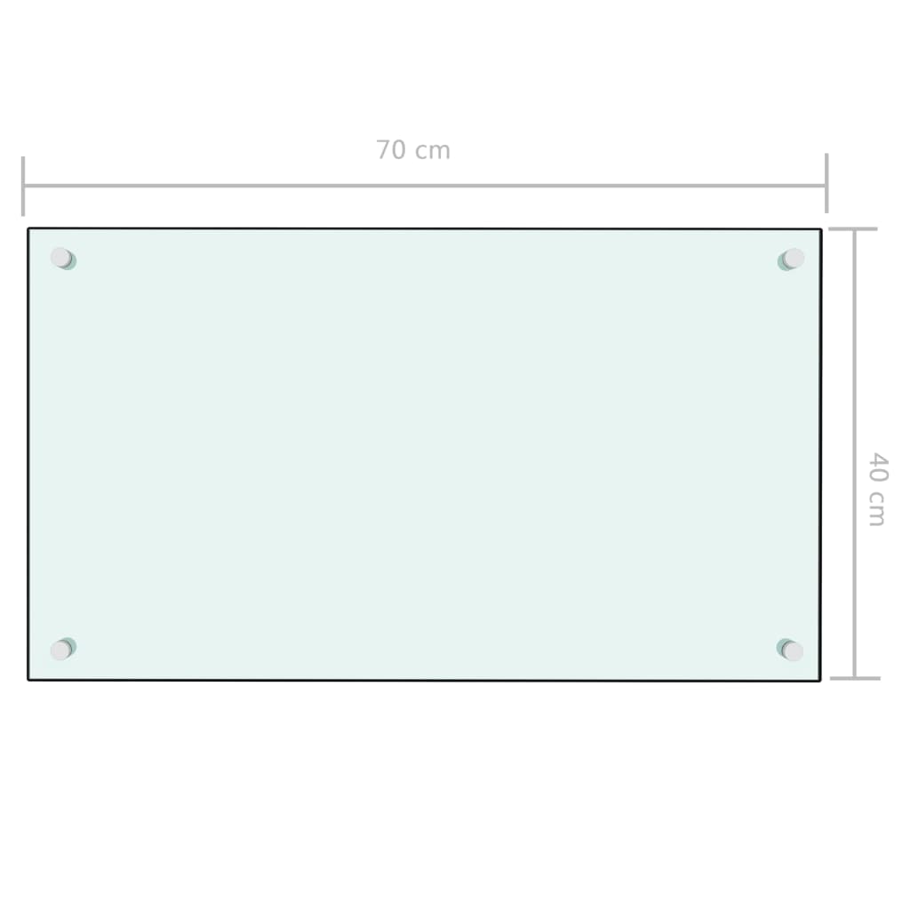 vidaXL Virtuvės sienelė, baltos spalvos, 70x40cm, grūdintas stiklas