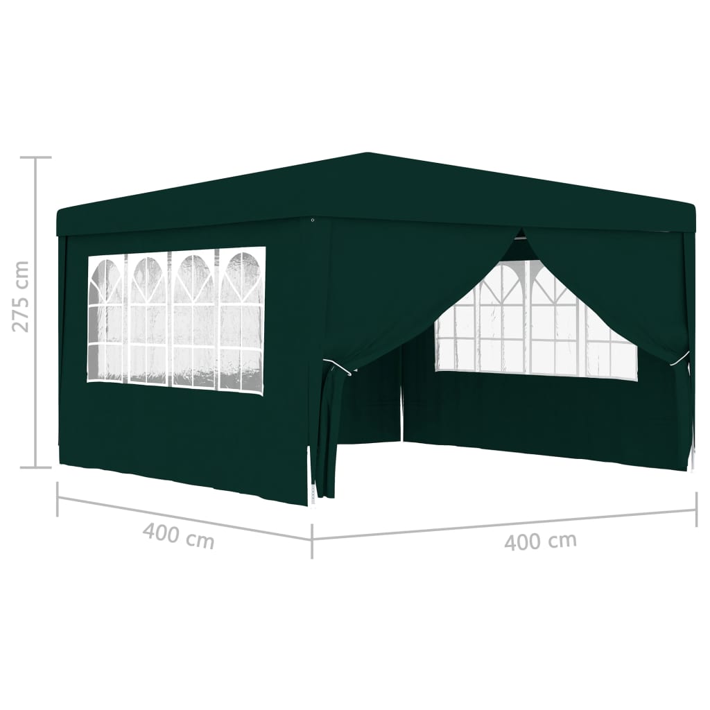 vidaXL Proginė palapinė su šoninėmis sienomis, žalia, 4x4m, 90g/m²