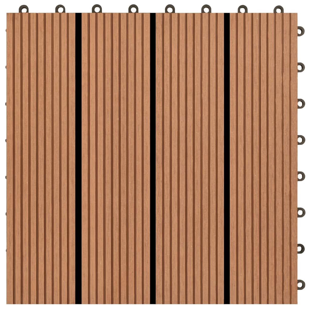 vidaXL Grindų plytelės, 22 vnt., rudos sp., 30x30cm, 2m², WPC