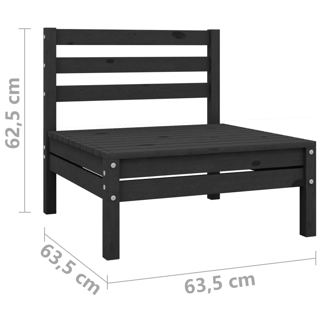 vidaXL Dvivietė sodo sofa, juoda, pušies medienos masyvas (806591)