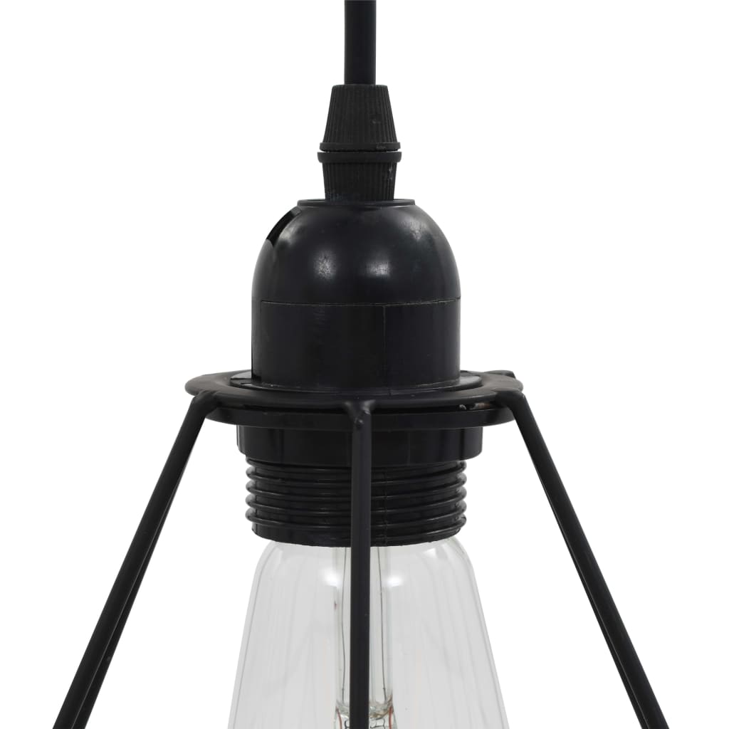vidaXL Lubinis šviestuvas, juodas, deimantų dizaino, 3xE27 lemputės