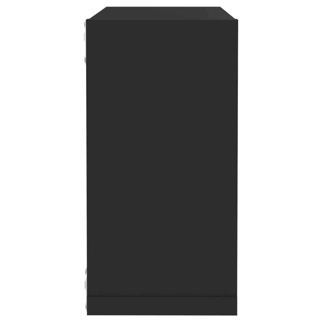 vidaXL Sieninės lentynos, 4vnt., juodos, 30x15x30cm, kubo formos