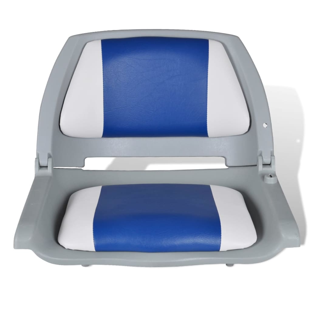 vidaXL Valties sėdynė su atlošu, mėlyna/balta, 48x51x41cm, sulankstoma