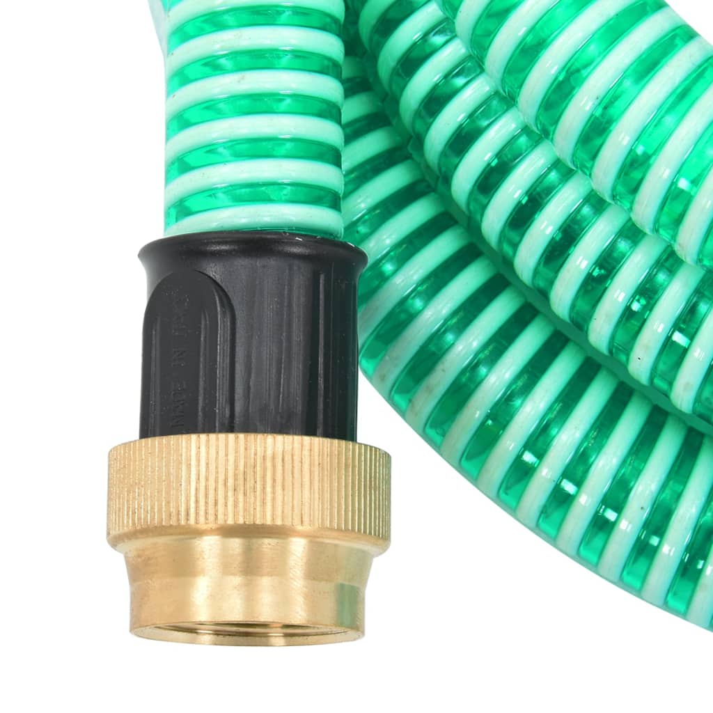 vidaXL Siurbimo žarna su žalvarinėmis jungtimis, žalia, 1,1", 4m, PVC