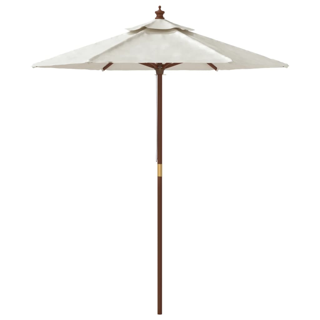 vidaXL Sodo skėtis su mediniu stulpu, smėlio spalvos, 196x231cm