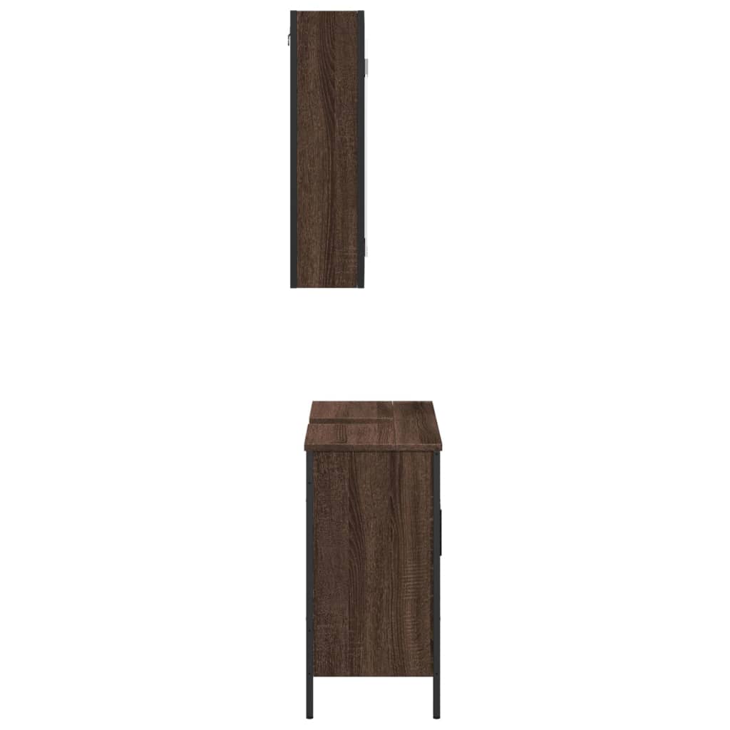 vidaXL Vonios baldų komplektas, 2 dalių, rudas ąžuolo, mediena