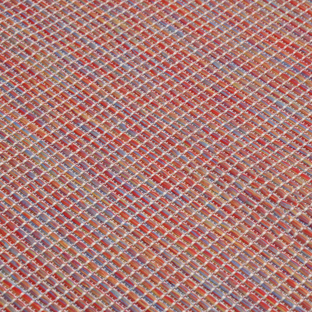 vidaXL Lauko kilimėlis, raudonos spalvos, 100x200cm, plokščio pynimo