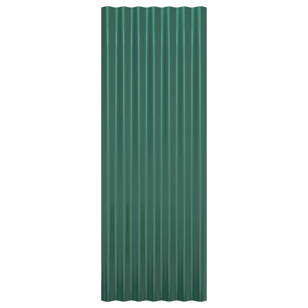 vidaXL Stogo plokštės, 12vnt., žalios, 100x36cm, plienas