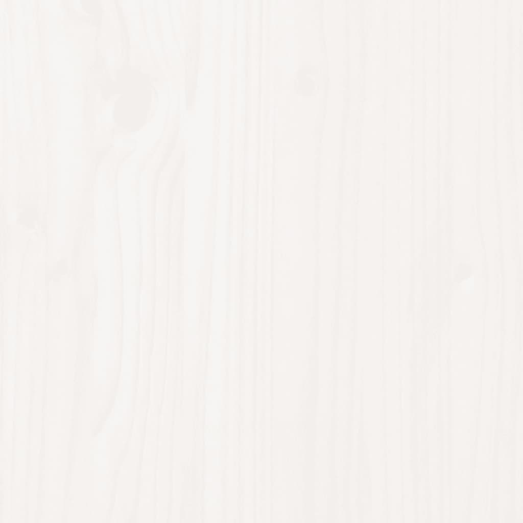 vidaXL Sodo lovelis su kojelėmis, baltas, 110x31x70cm, pušies masyvas