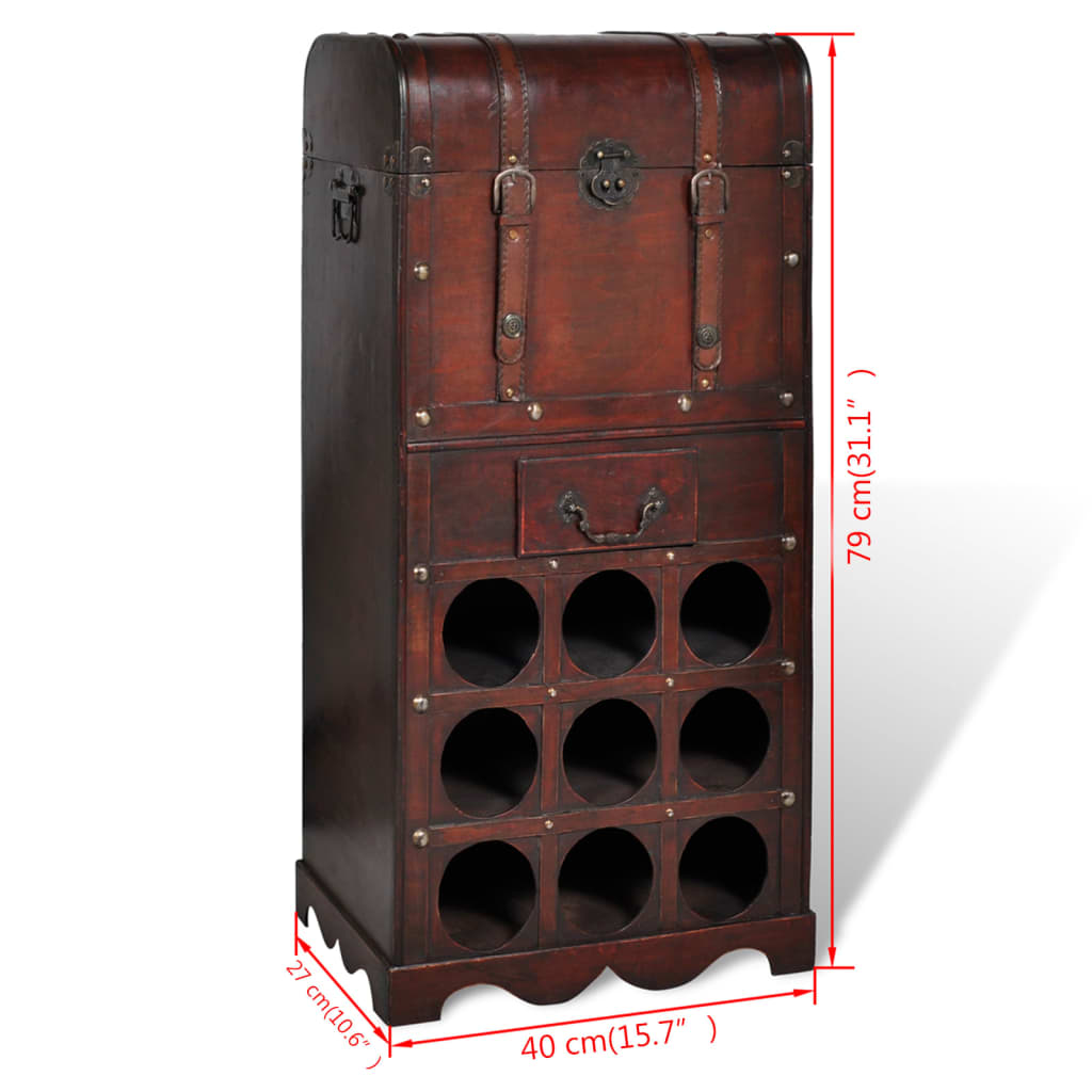 vidaXL Vyno butelių laikiklis skirtas 9 buteliams su spintele, mediena