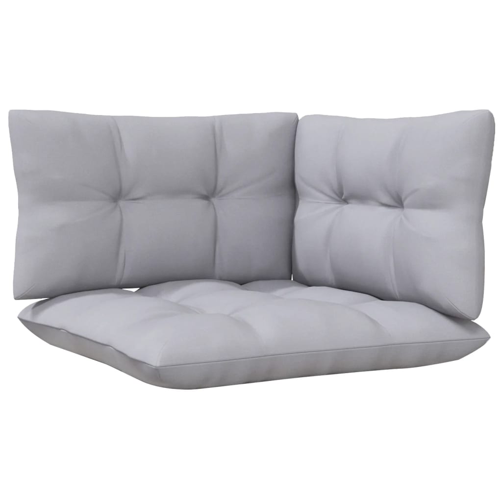 vidaXL Trivietė sodo sofa su pilkomis pagalvėlėmis, pušies masyvas