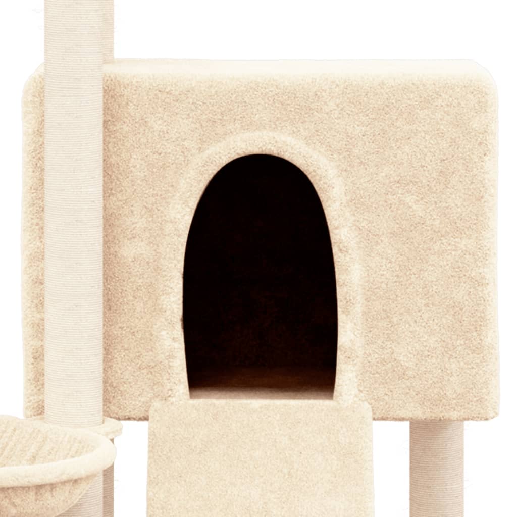 vidaXL Draskyklė katėms su stovais iš sizalio, kreminės spalvos, 96cm
