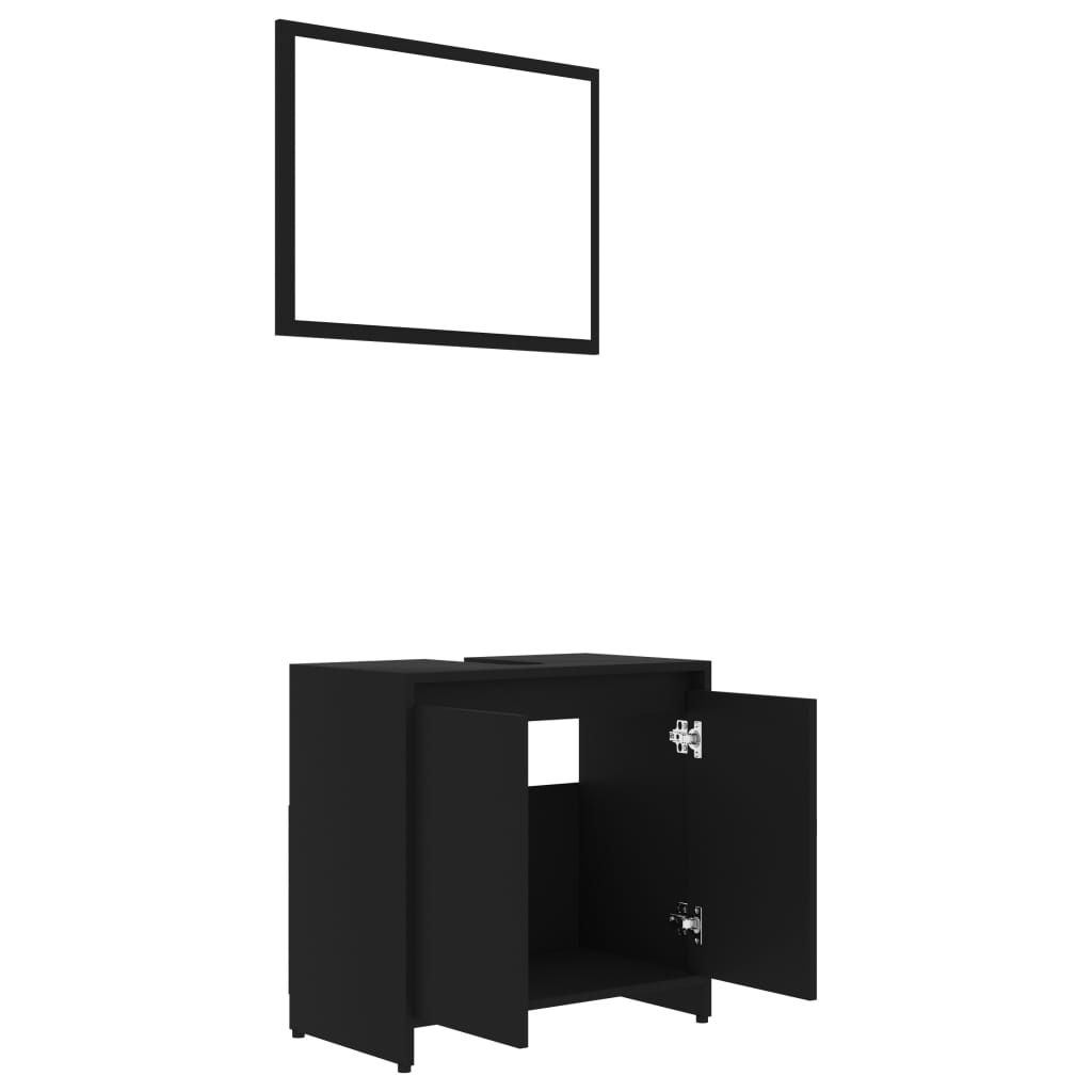 vidaXL Vonios kambario baldų komplektas, 3 dalių, juodos spalvos, MDP
