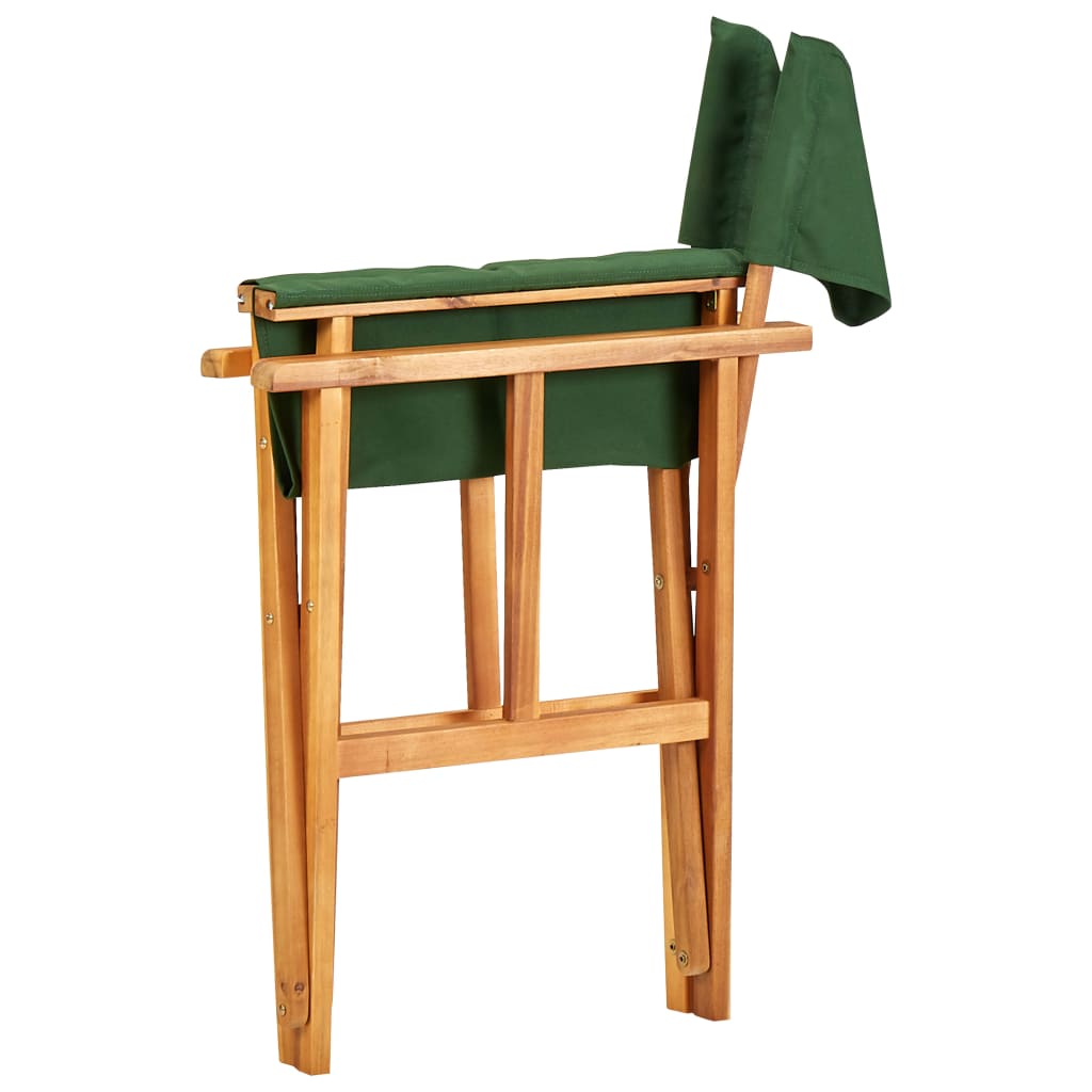 vidaXL Režisieriaus kėdės, 2 vnt., žalios, akacijos medienos masyvas