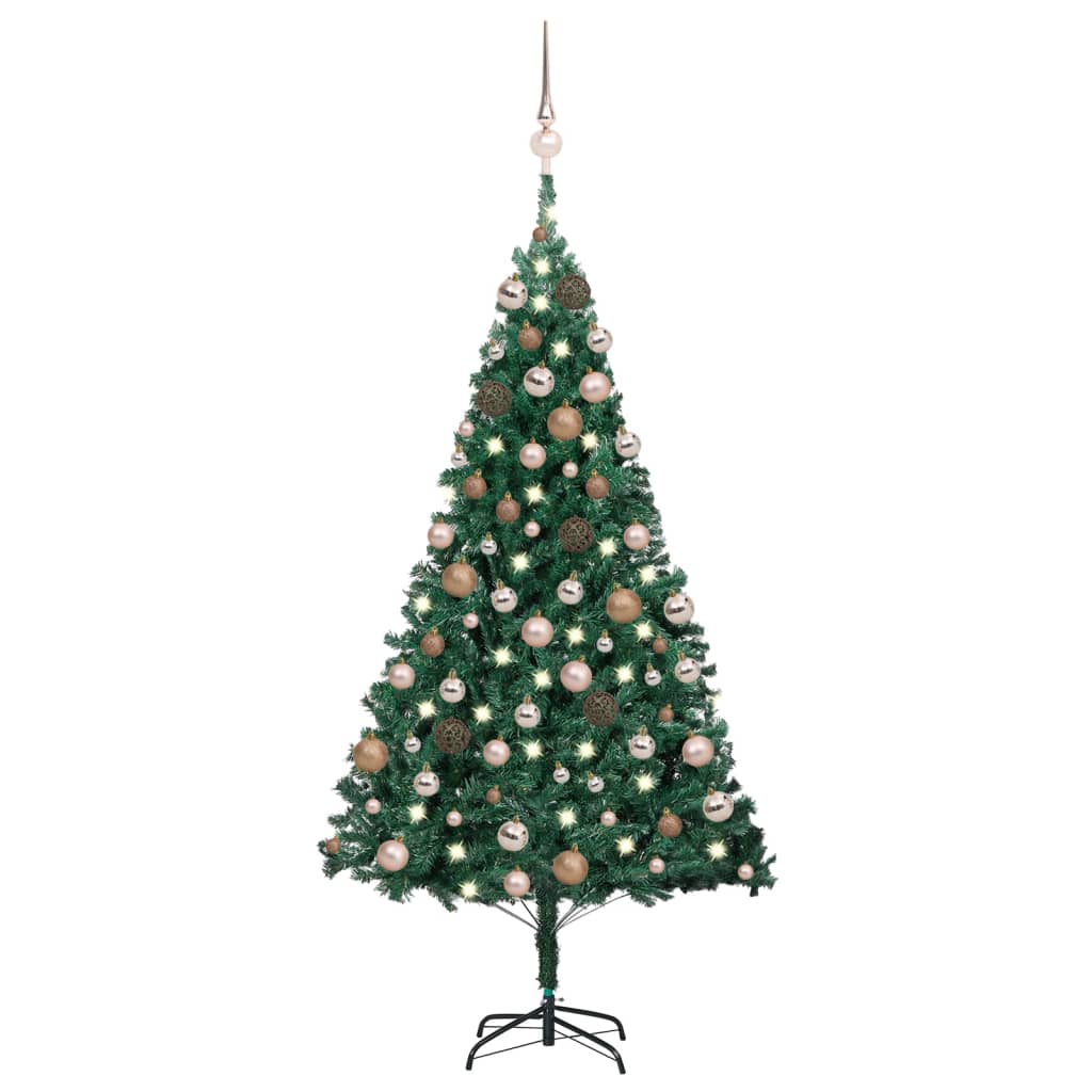vidaXL Dirbtinė Kalėdų eglutė su žaisliukais, žalia, 150cm, PVC
