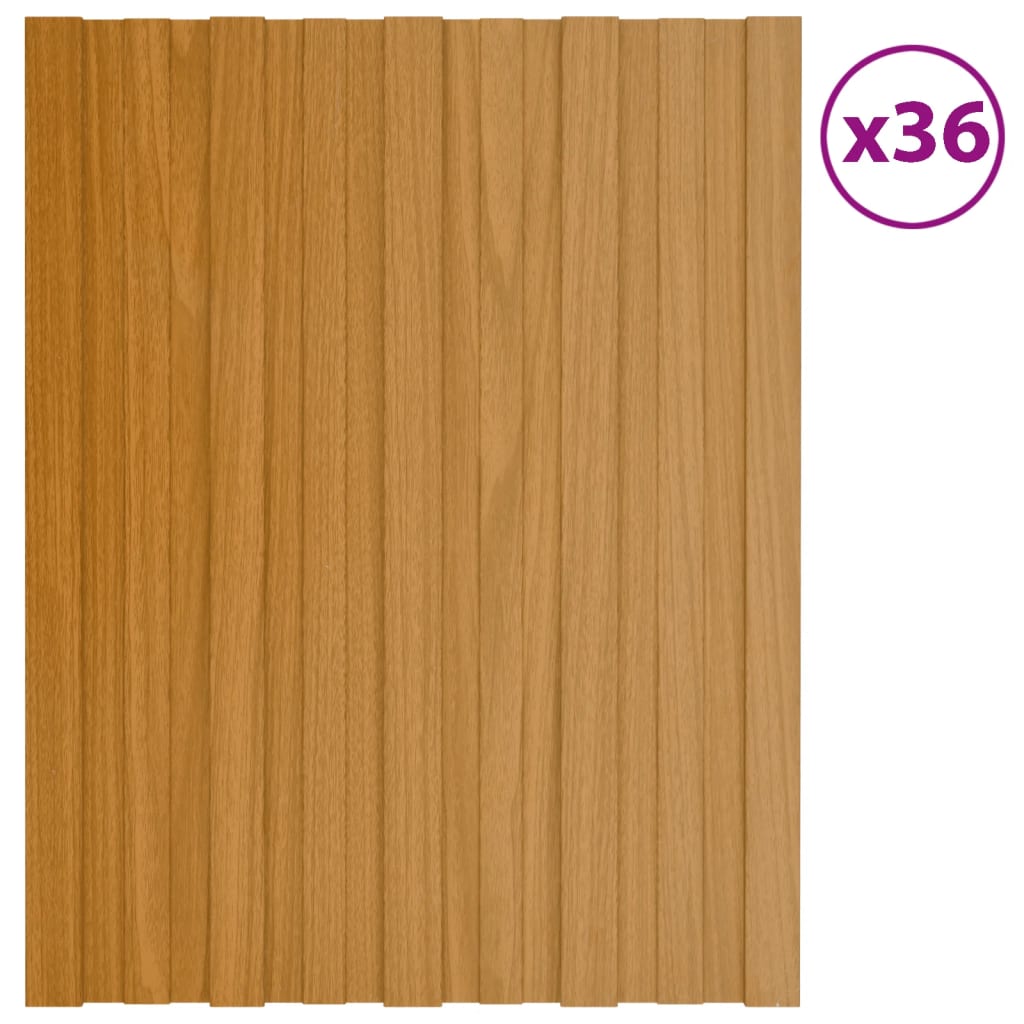 vidaXL Stogo plokštės, 36vnt., šviesios medienos, 60x45cm, plienas