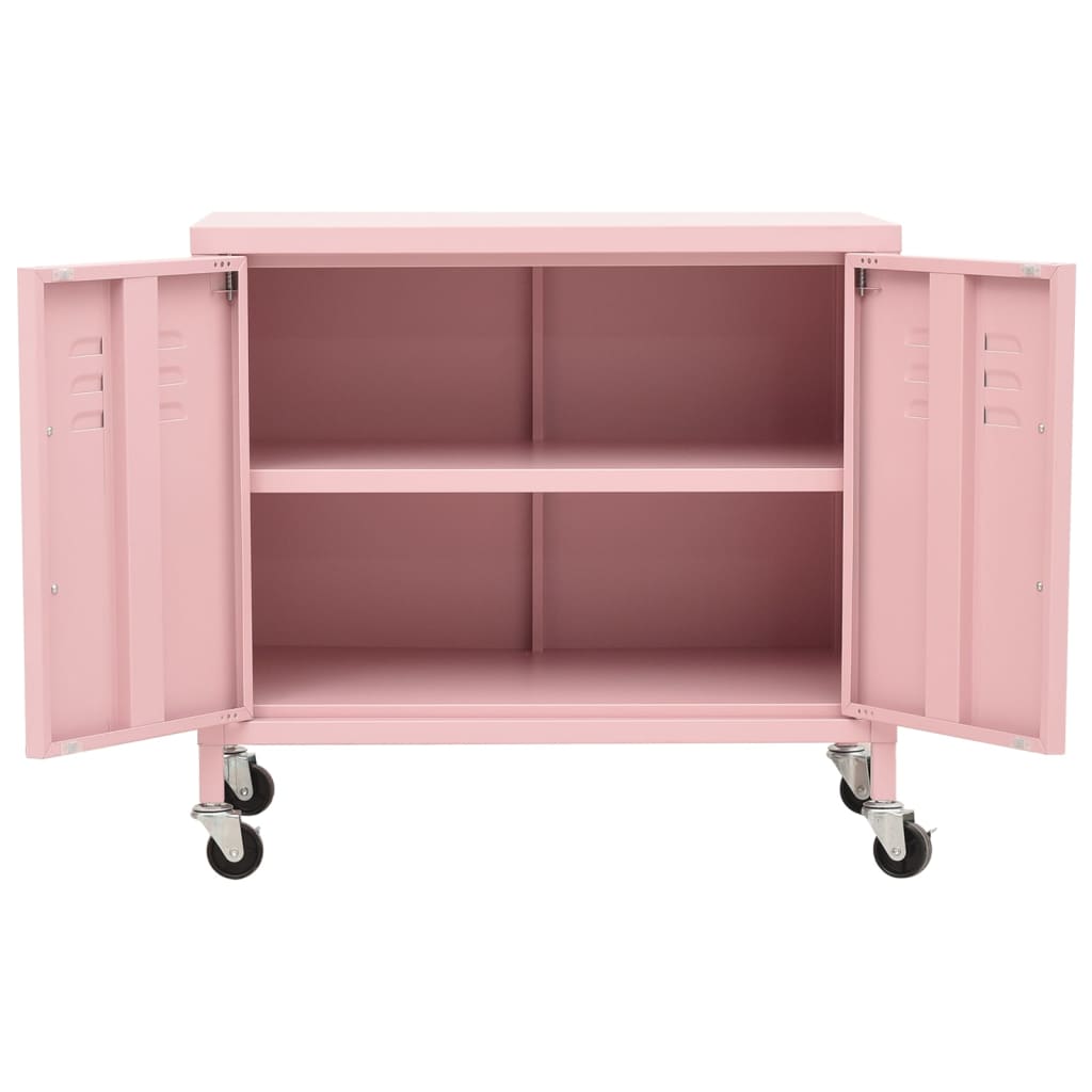 vidaXL Sandėliavimo spintelė, rožinės spalvos, 60x35x56cm, plienas