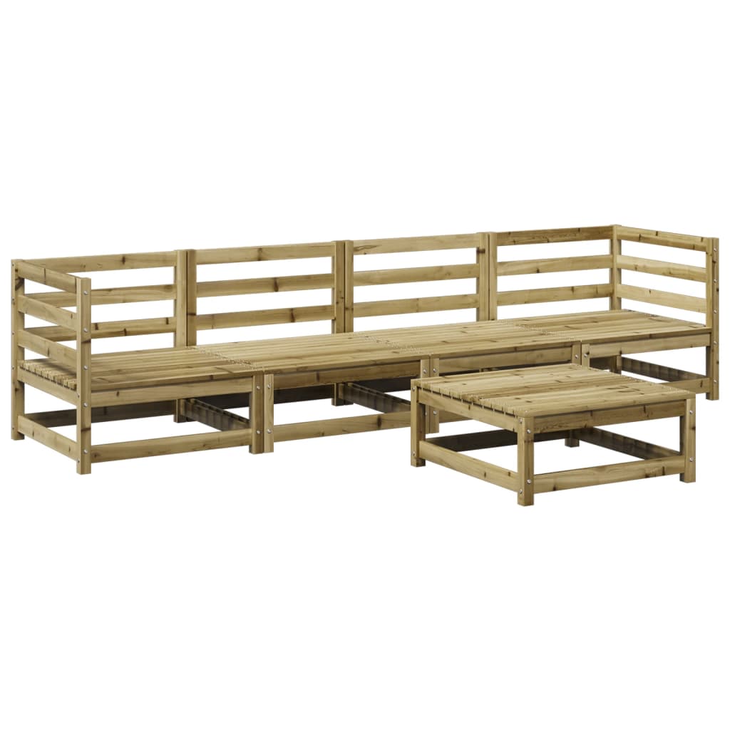 vidaXL Sodo sofos komplektas, 5 dalių, impregnuota pušies mediena