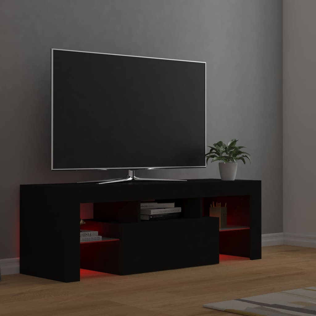 vidaXL Televizoriaus spintelė su LED apšvietimu, juoda, 120x35x40cm
