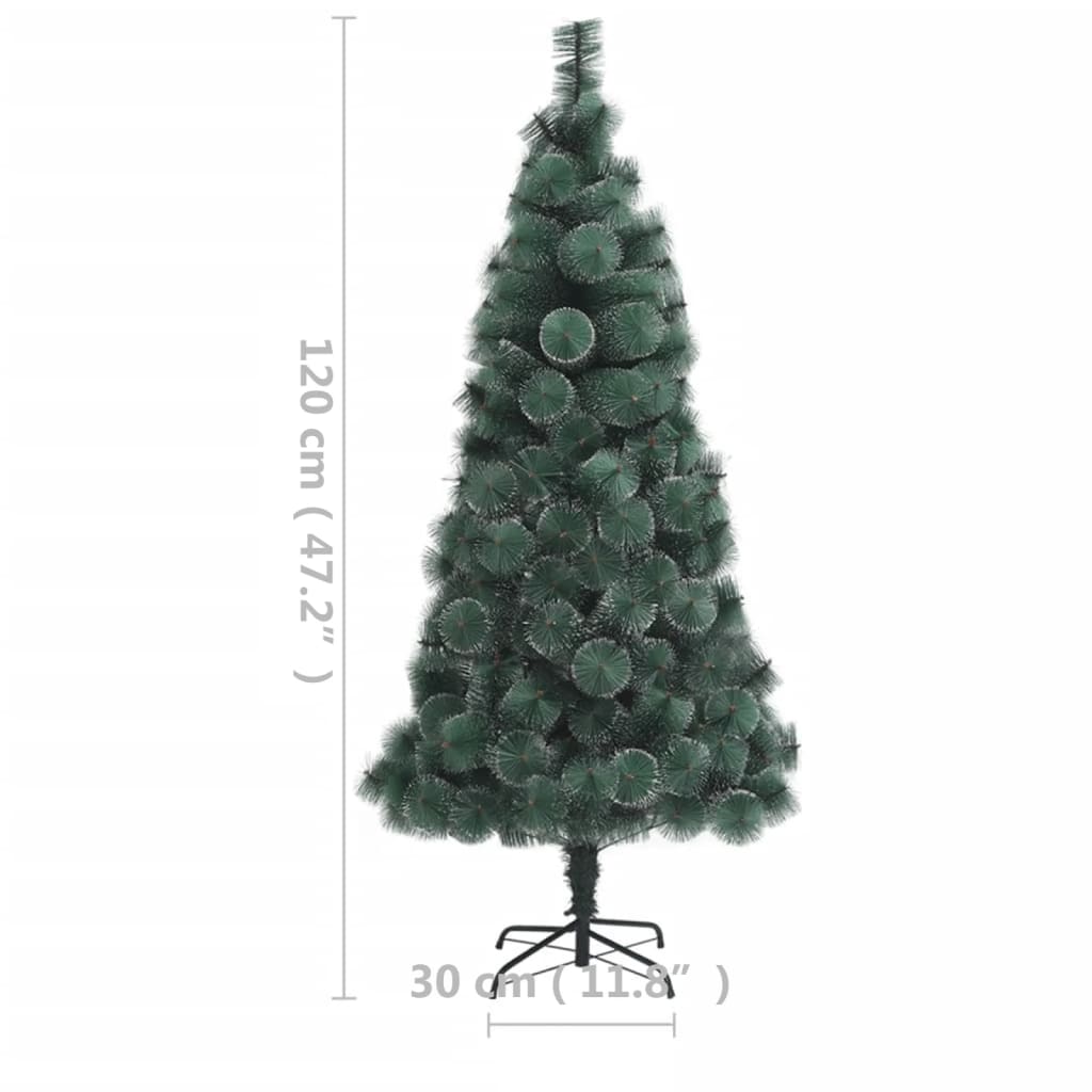 vidaXL Dirbtinė apšviesta Kalėdų eglutė su stovu, žalia, 120cm, PET
