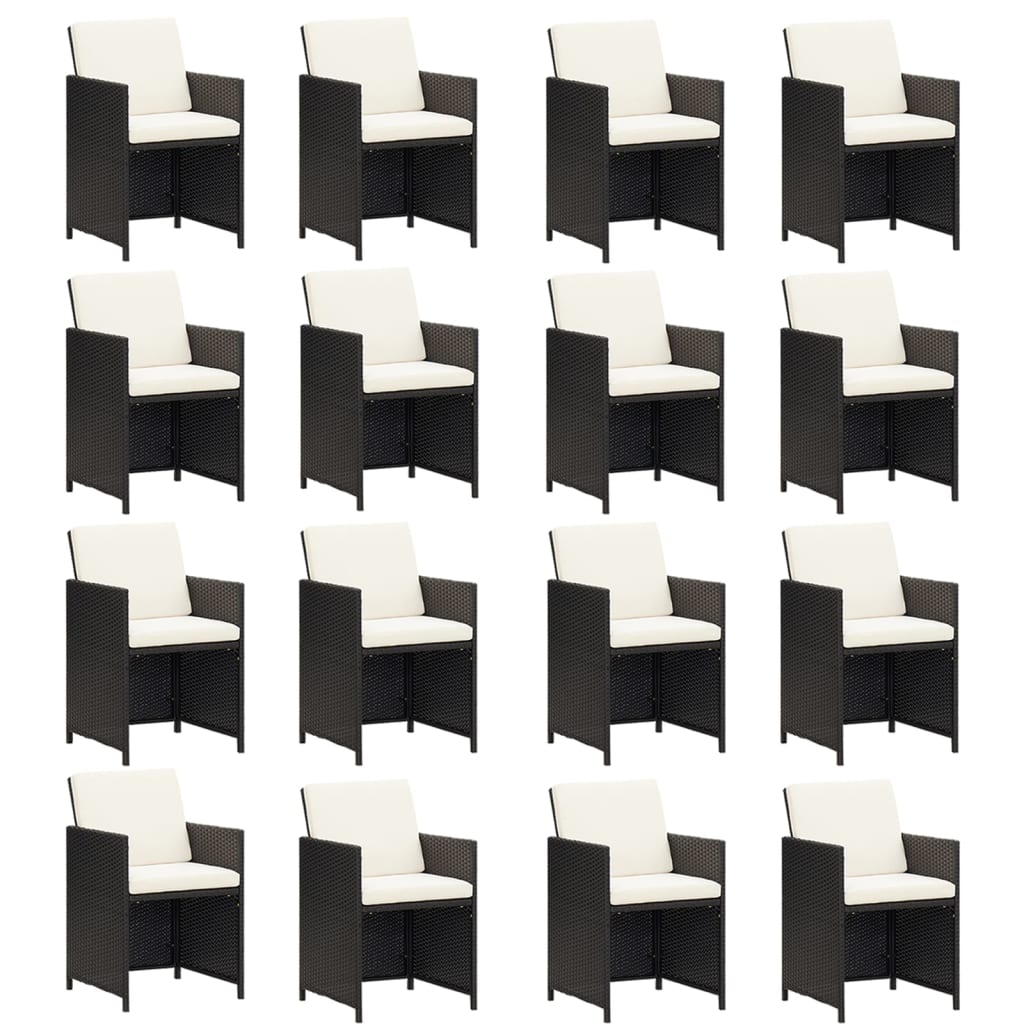 vidaXL Sodo komplektas su pagalvėlėmis, 17 dalių, juodas, poliratanas