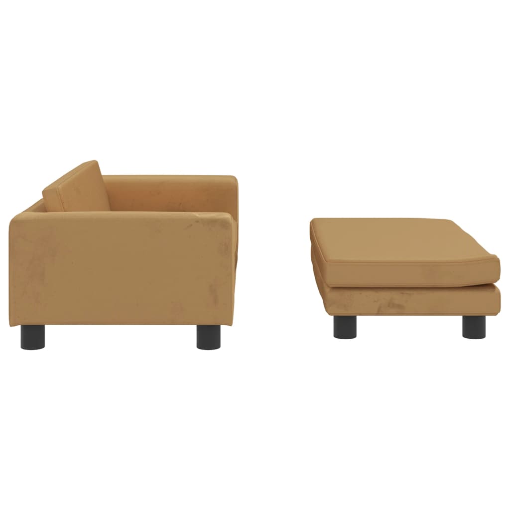 vidaXL Vaikiška sofa su pakoja, ruda, 100x50x30cm, aksomas