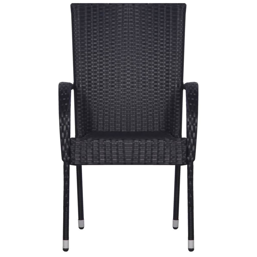 vidaXL Sudedamos lauko kėdės, 4vnt., juodos spalvos, poliratanas