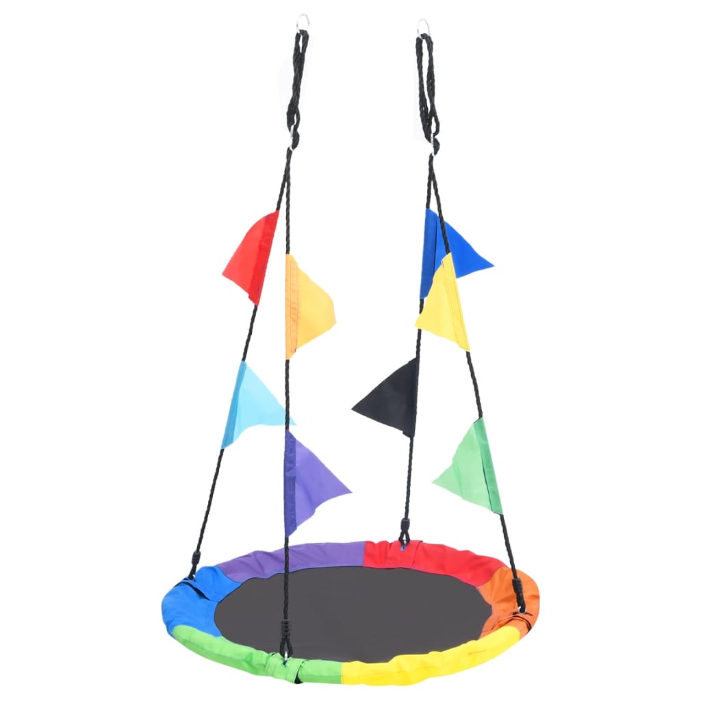 vidaXL Sūpynės su vėliavėlėmis, vaivorykštės spalvų, 100cm