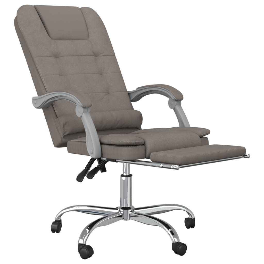 vidaXL Atlošiama masažinė biuro kėdė, taupe spalvos, audinys