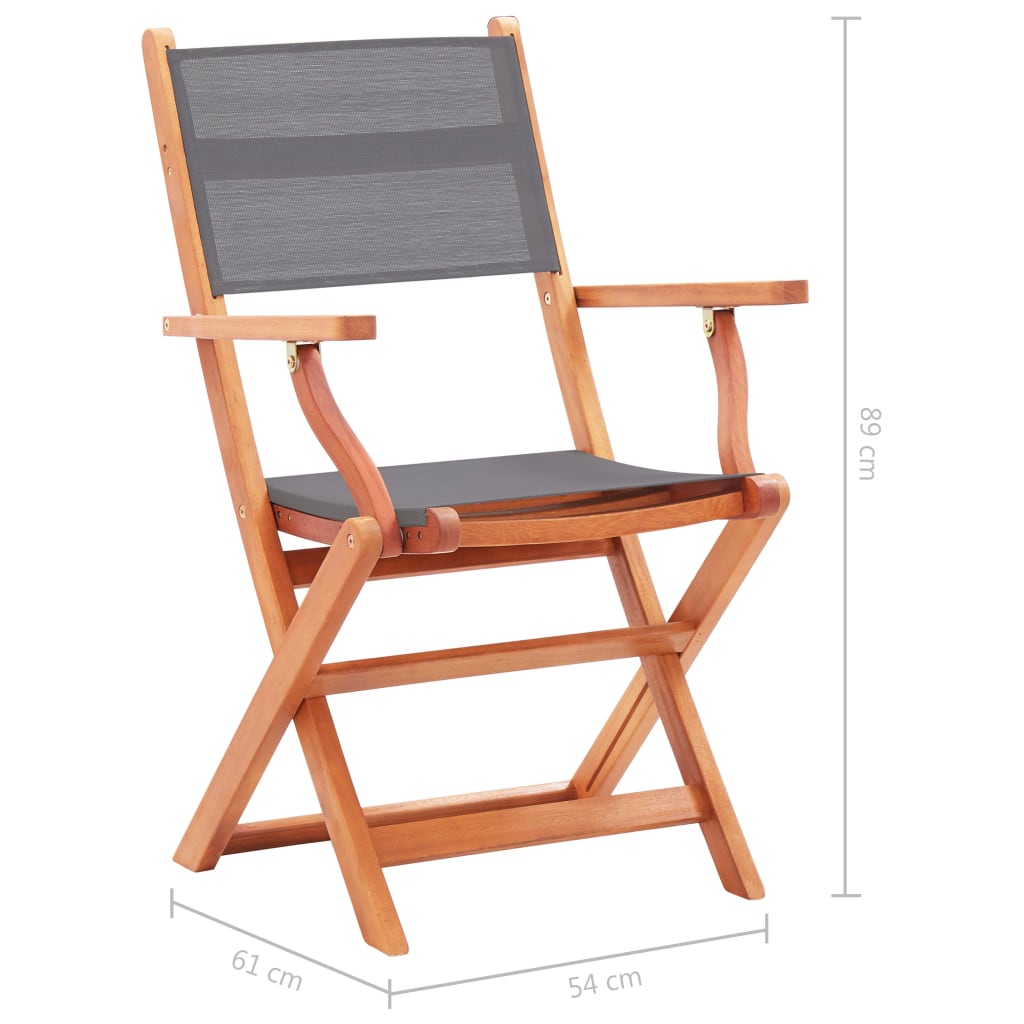 vidaXL Sodo kėdės, 2vnt., pilkos, eukalipto masyvas ir tekstilenas