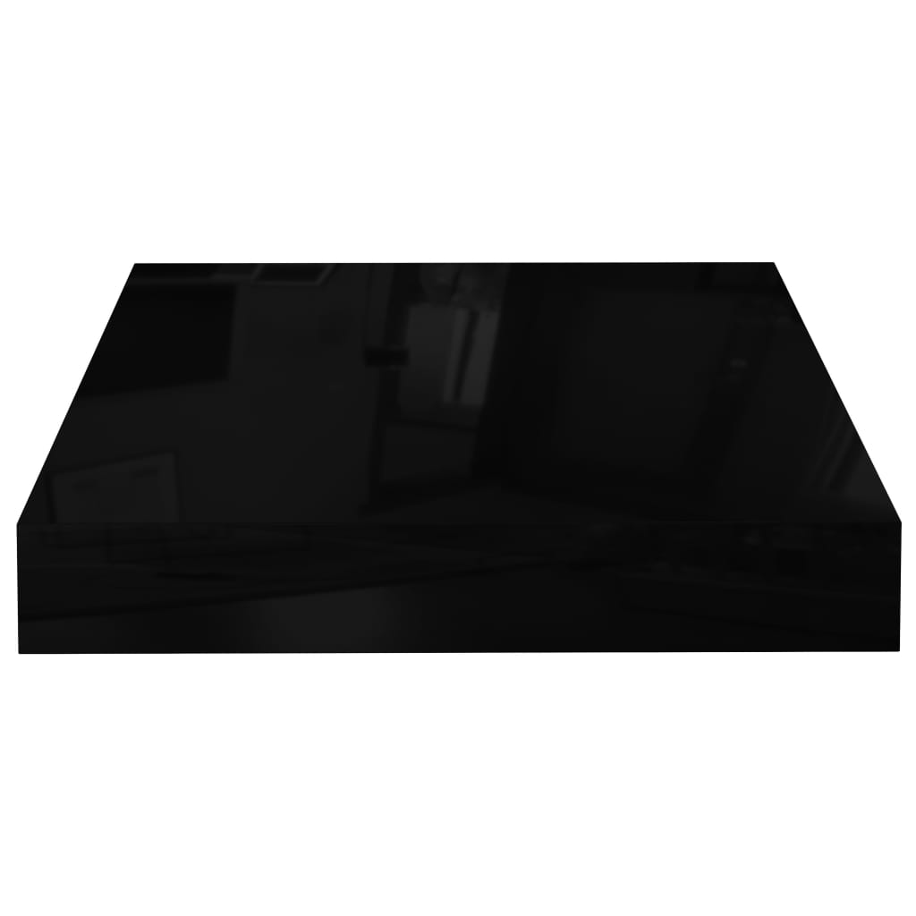 vidaXL Pakabinama sieninė lentyna, juoda, 23x23,5x3,8cm, MDF, blizgi