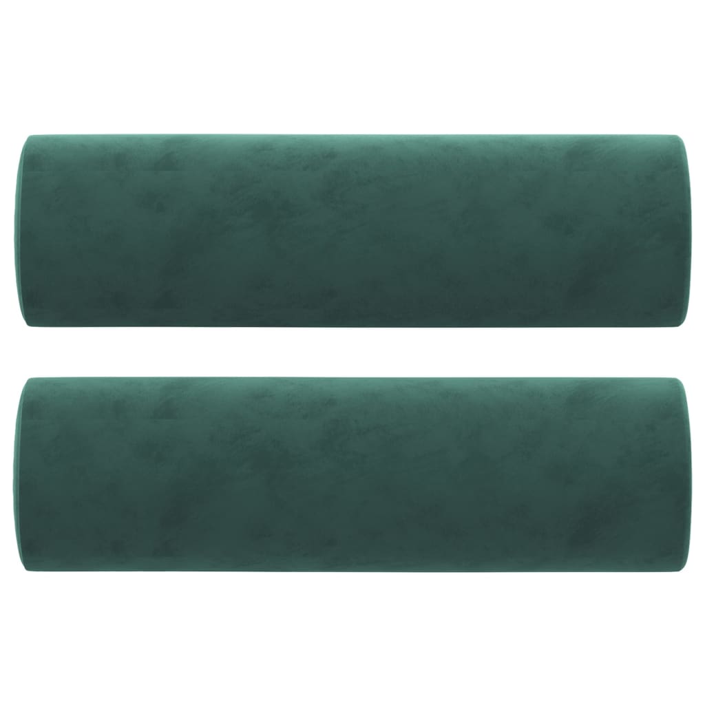 vidaXL Pagalvėlės, 2vnt., tamsiai žalios spalvos, 15x50cm, aksomas