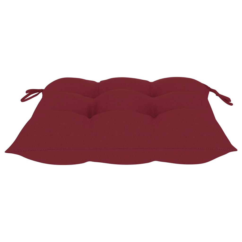 vidaXL Sodo kėdės su vyno raudonomis pagalvėlėmis, 6vnt., tikmedis