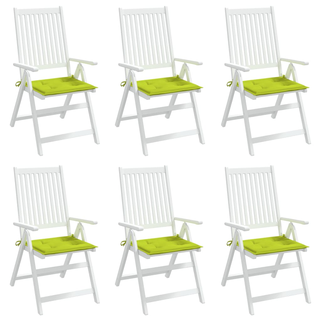vidaXL Sodo kėdės pagalvėlės, 6vnt., žalios, 50x50x3cm, audinys