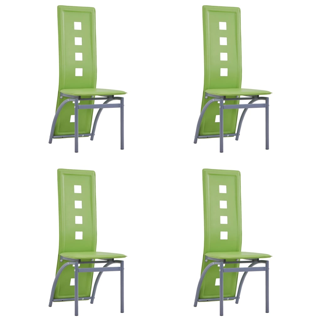 vidaXL Valgomojo kėdės, 4vnt., žalios spalvos, dirbtinė oda