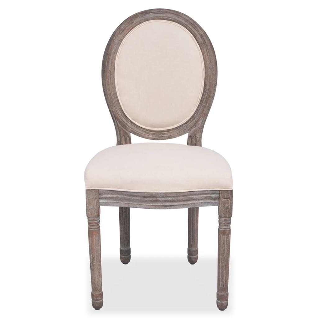 vidaXL Valgomojo kėdės, 2vnt., kreminės spalvos, audinys