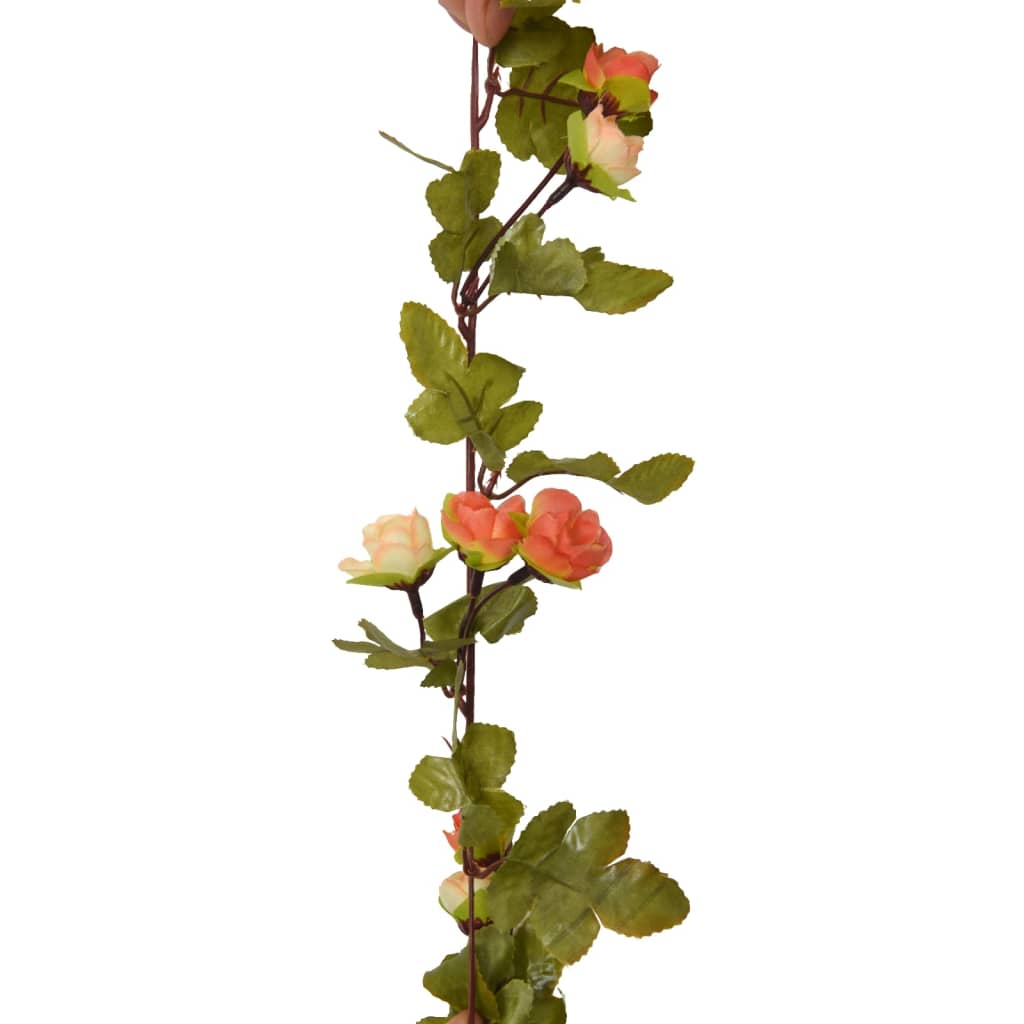 vidaXL Dirbtinių gėlių girliandos, 6vnt., saulėlydžio raudonos, 215cm